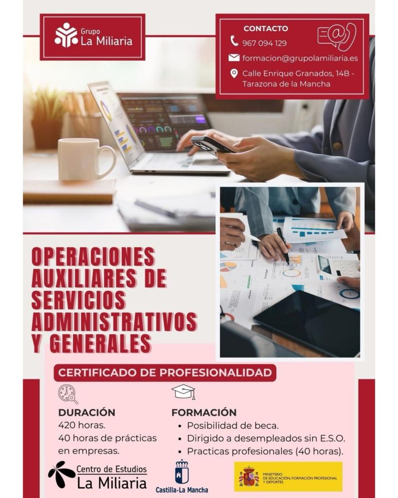 Operaciones auxiliares de servicios administrativos y generales